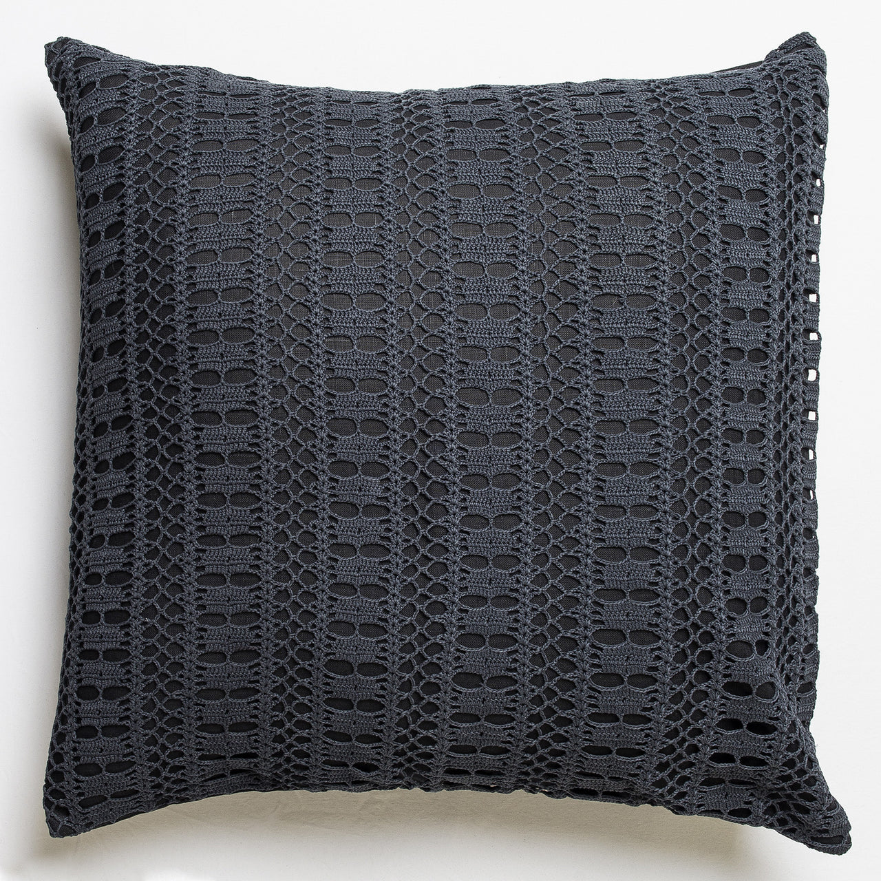 Each of these cushion is unique and a very exceptional piece, entirely handmade from vintage crochet lace collected around French regions by Veronique de Soultrait | colour:Black 1