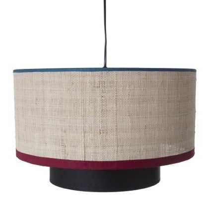 Maison Sarah Lavoine pendant line Bianca combines generous round shapes with the sophisticated raffia and colourful cotton material. It will bring warmth and happiness in your room. | 